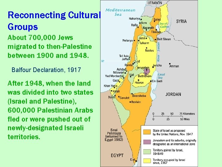 Reconnecting Cultural Groups About 700, 000 Jews migrated to then-Palestine between 1900 and 1948.