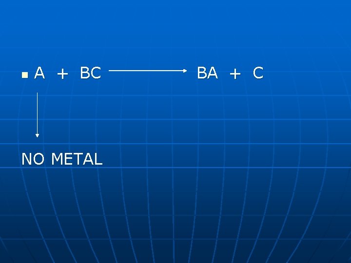 n A + BC NO METAL BA + C 