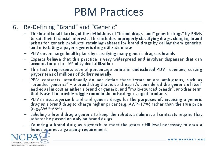 PBM Practices 6. Re-Defining “Brand” and “Generic” – The intentional blurring of the definitions