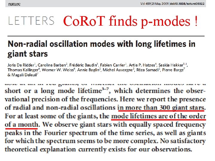 Co. Ro. T finds p-modes ! 