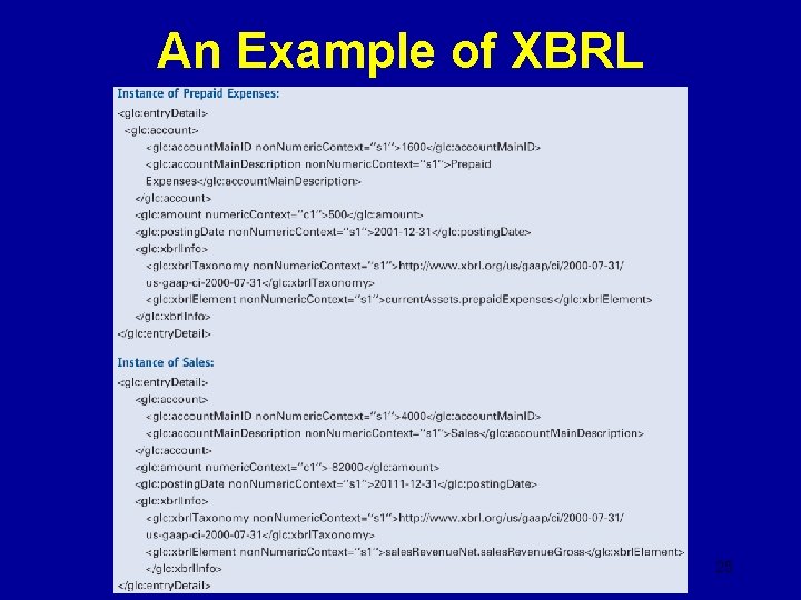 An Example of XBRL 25 