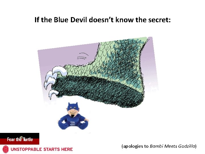 If the Blue Devil doesn’t know the secret: (apologies to Bambi Meets Godzilla) 