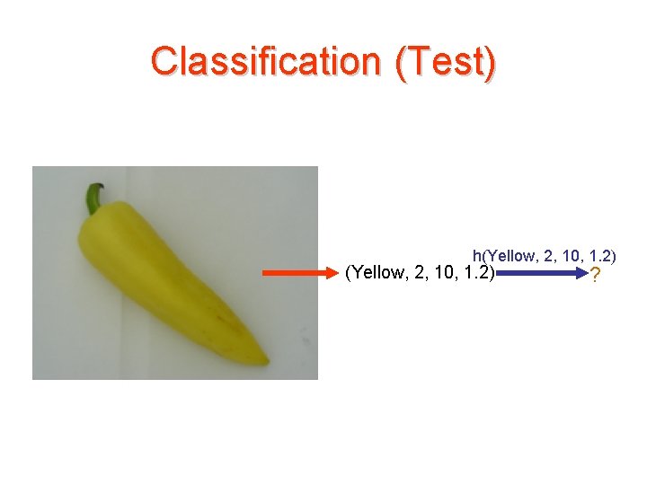 Classification (Test) h(Yellow, 2, 10, 1. 2) ? 