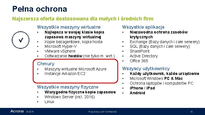 Pełna ochrona Najszersza oferta dostosowana dla małych i średnich firm Wszystkie maszyny wirtualne Wszystkie