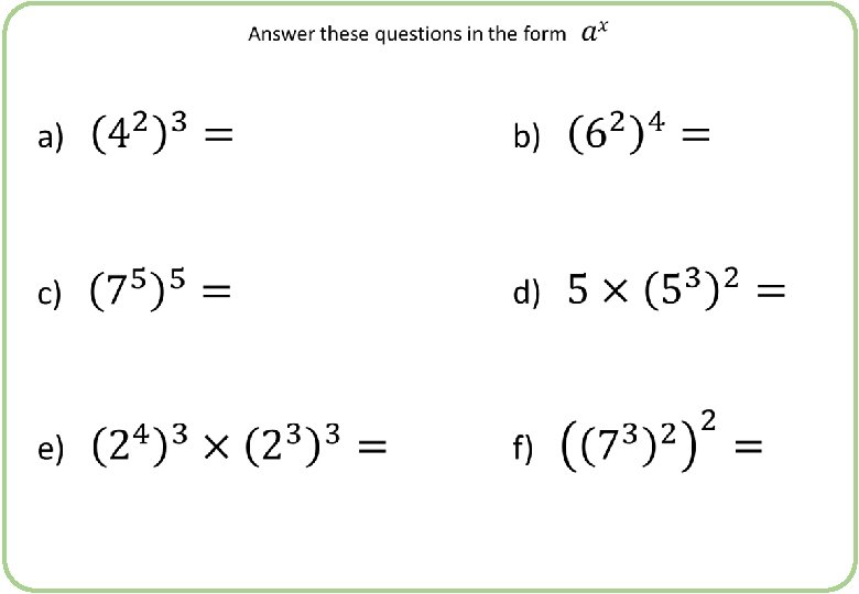Indices Brackets Demonstration This resource provides animated