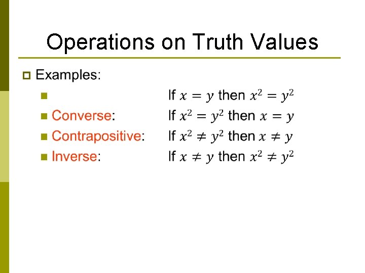 Operations on Truth Values p 