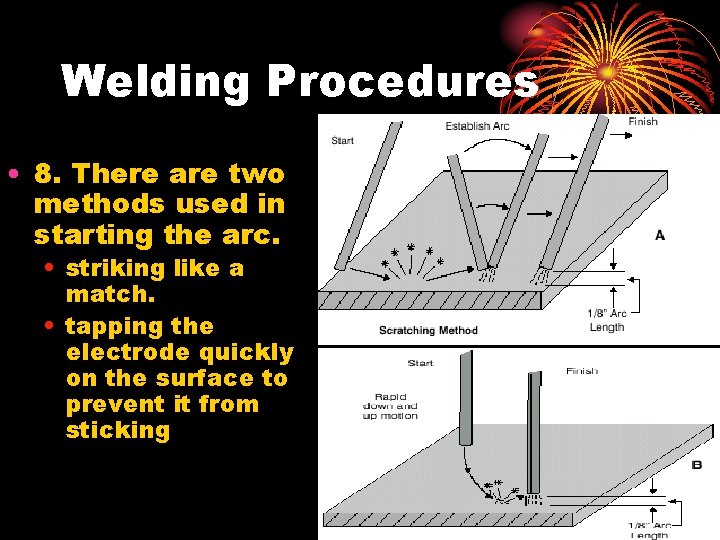 Welding Procedures • 8. There are two methods used in starting the arc. •