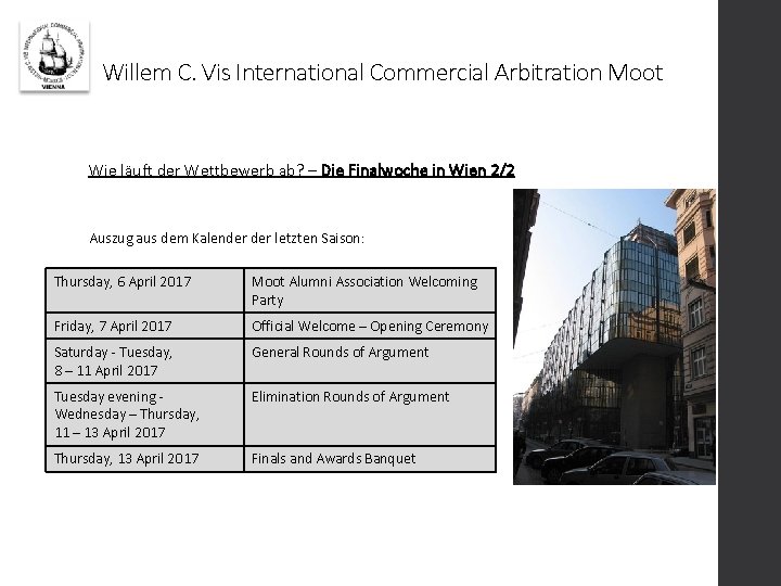 Willem C. Vis International Commercial Arbitration Moot Wie läuft der Wettbewerb ab? – Die