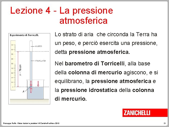 Lezione 4 - La pressione atmosferica Lo strato di aria che circonda la Terra