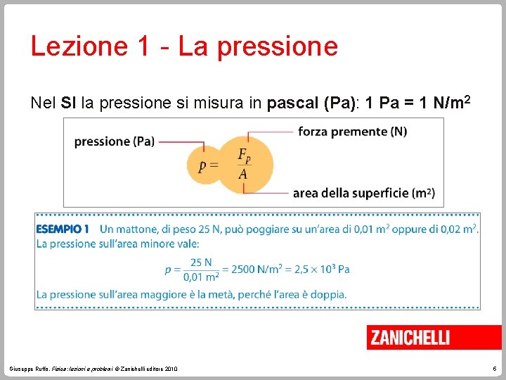 Lezione 1 - La pressione Nel SI la pressione si misura in pascal (Pa):