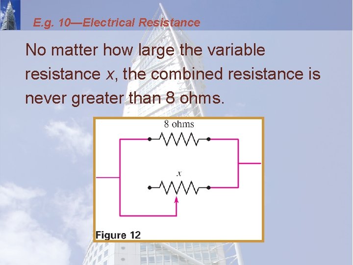 E. g. 10—Electrical Resistance No matter how large the variable resistance x, the combined