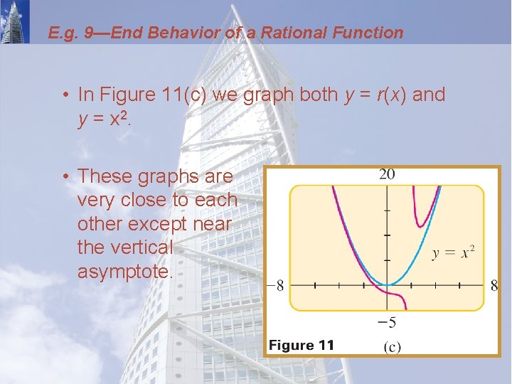 E. g. 9—End Behavior of a Rational Function • In Figure 11(c) we graph