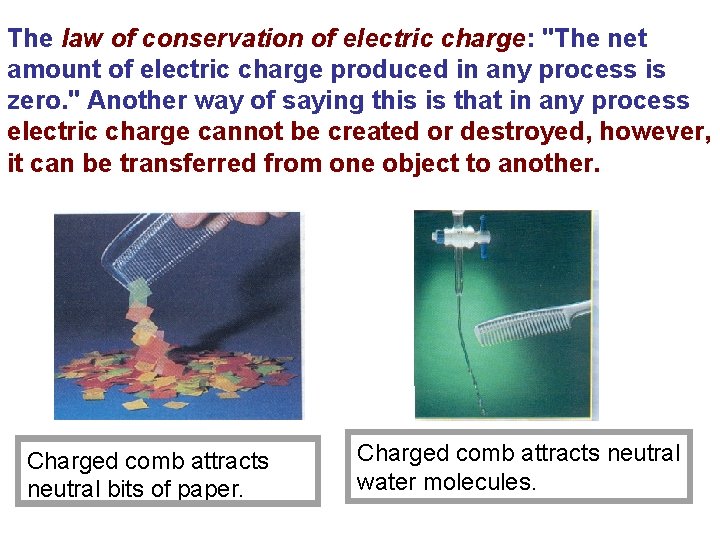 The law of conservation of electric charge: "The net amount of electric charge produced
