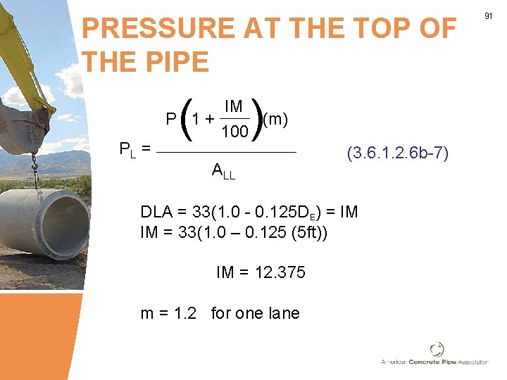 PRESSURE AT THE TOP OF THE PIPE PL = ( ) IM P 1+