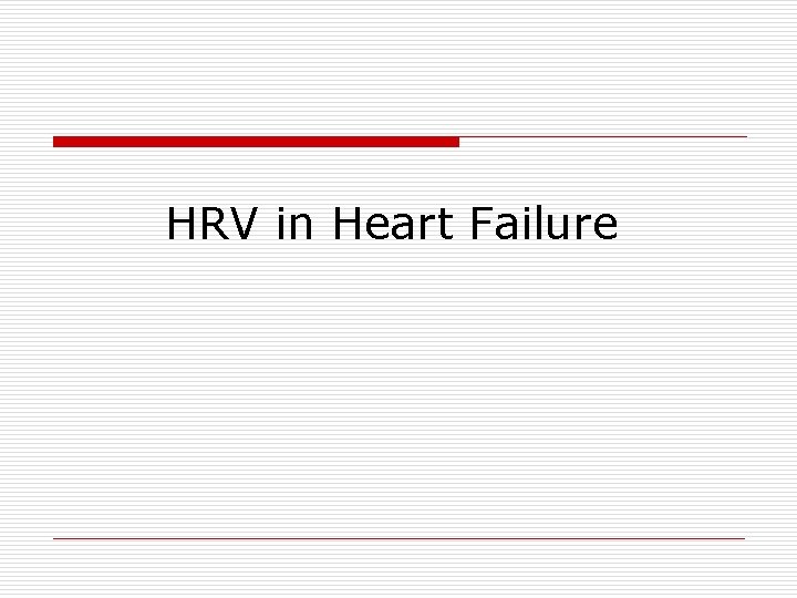 HRV in Heart Failure 