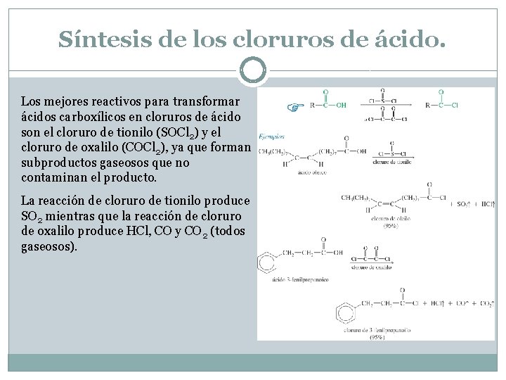 Síntesis de los cloruros de ácido. Los mejores reactivos para transformar ácidos carboxílicos en