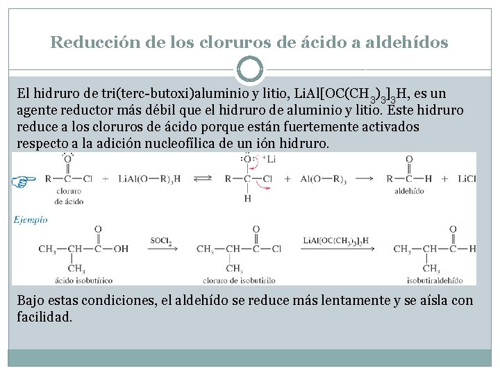 Reducción de los cloruros de ácido a aldehídos El hidruro de tri(terc-butoxi)aluminio y litio,