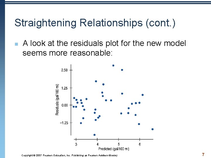 Straightening Relationships (cont. ) n A look at the residuals plot for the new