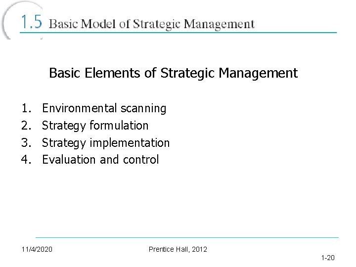 Basic Elements of Strategic Management 1. 2. 3. 4. Environmental scanning Strategy formulation Strategy