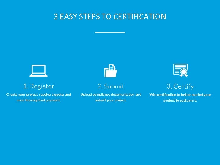 3 EASY STEPS TO CERTIFICATION _______ 
