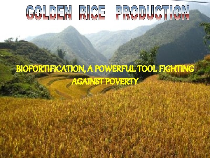 BIOFORTIFICATION, A POWERFUL TOOL FIGHTING AGAINST POVERTY 