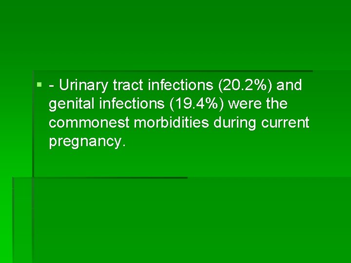 § - Urinary tract infections (20. 2%) and genital infections (19. 4%) were the