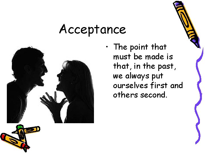 Acceptance • The point that must be made is that, in the past, we