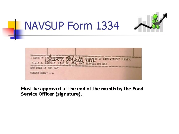 NAVSUP Form 1334 Must be approved at the end of the month by the