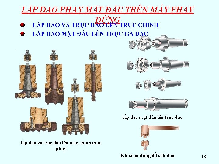 LẮP DAO PHAY MẶT ĐẦU TRÊN MÁY PHAY ĐỨNG LẮP DAO VÀ TRỤC DAO