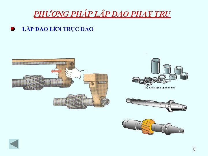 PHƯƠNG PHÁP LẮP DAO PHAY TRỤ LẮP DAO LÊN TRỤC DAO 8 