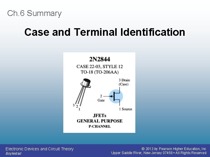 Ch. 6 Summary Case and Terminal Identification Electronic Devices and Circuit Theory Boylestad ©