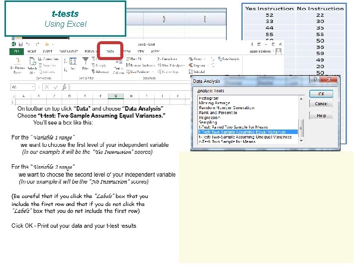 t-tests Using Excel 