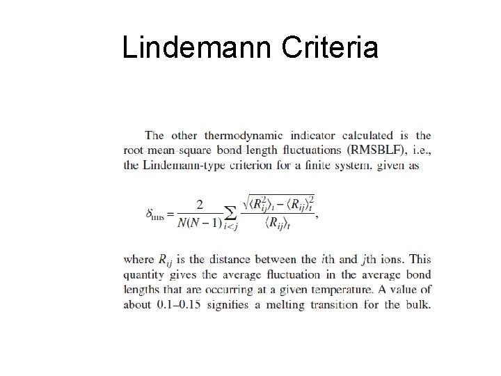 Lindemann Criteria 