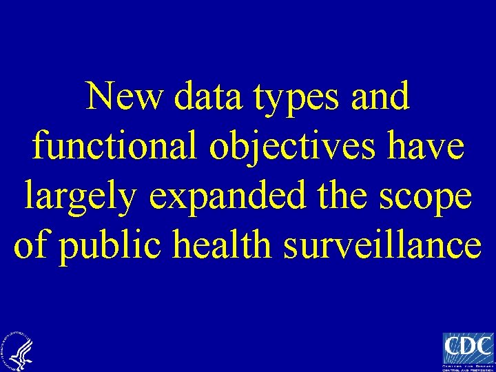 New data types and functional objectives have largely expanded the scope of public health