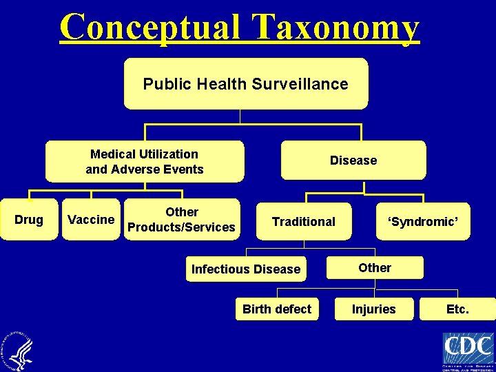 Conceptual Taxonomy Public Health Surveillance Medical Utilization and Adverse Events Drug Vaccine Other Products/Services