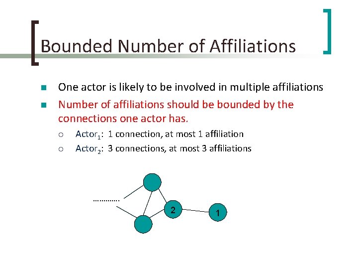 Bounded Number of Affiliations n n One actor is likely to be involved in