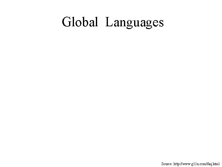 Global Languages Source: http: //www. g 11 n. com/faq. html 