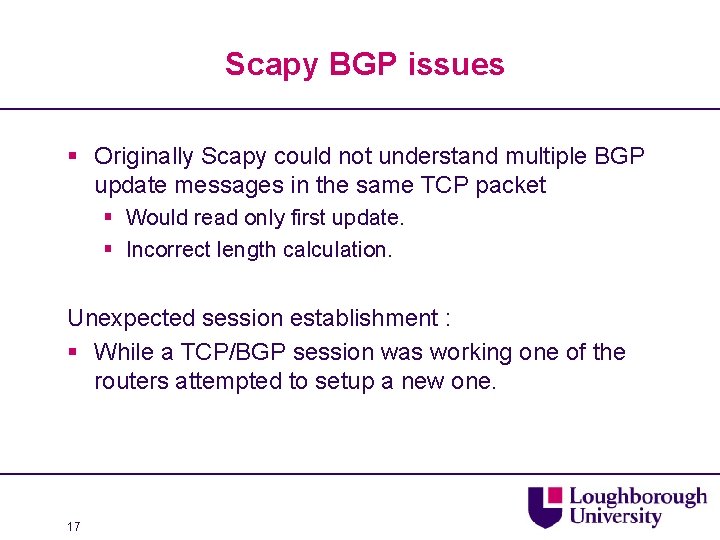 Scapy BGP issues § Originally Scapy could not understand multiple BGP update messages in