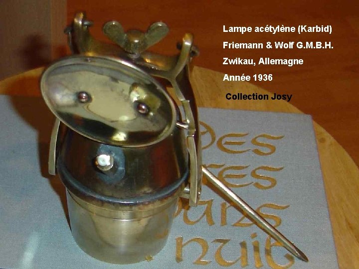 Lampe acétylène (Karbid) Friemann & Wolf G. M. B. H. Zwikau, Allemagne Année 1936