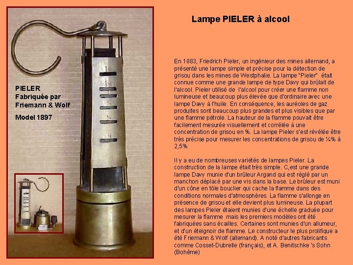 Lampe PIELER à alcool PIELER Fabriquée par Friemann & Wolf Model 1897 En 1883,