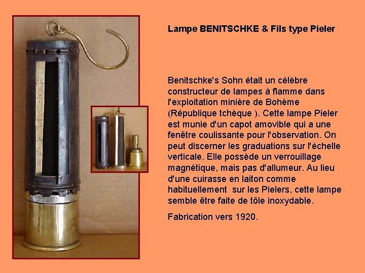 Lampe BENITSCHKE & Fils type Pieler Benitschke's Sohn était un célèbre constructeur de lampes