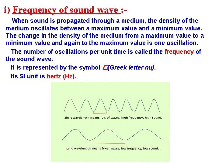 i) Frequency of sound wave : When sound is propagated through a medium, the