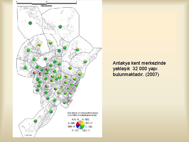 Antakya kent merkezinde yaklaşık 32 000 yapı bulunmaktadır. (2007) 