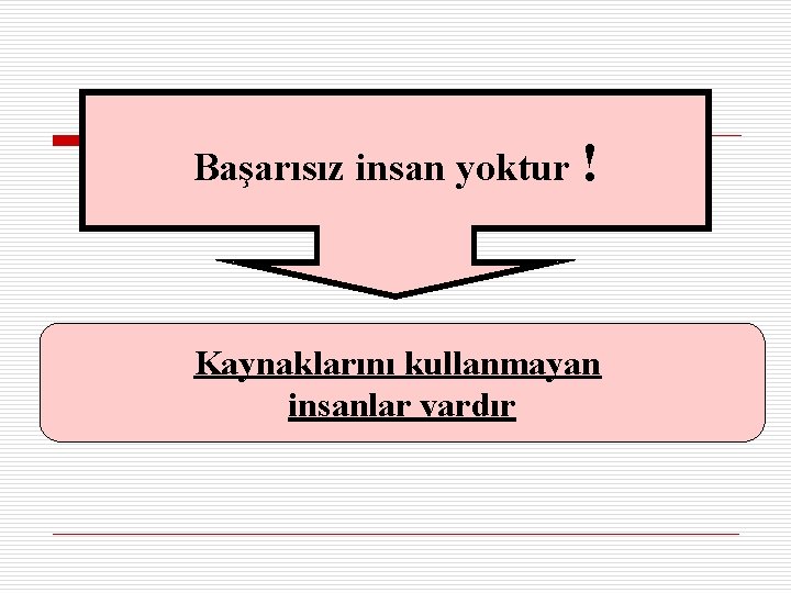 Başarısız insan yoktur ! Kaynaklarını kullanmayan insanlar vardır 