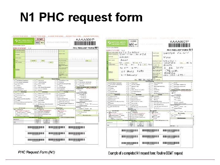 N 1 PHC request form 