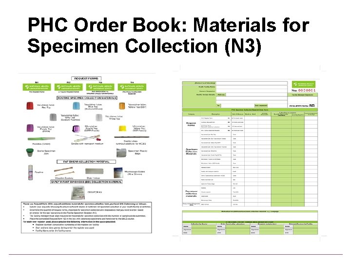 PHC Order Book: Materials for Specimen Collection (N 3) 