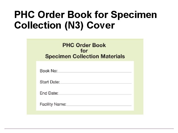 PHC Order Book for Specimen Collection (N 3) Cover 