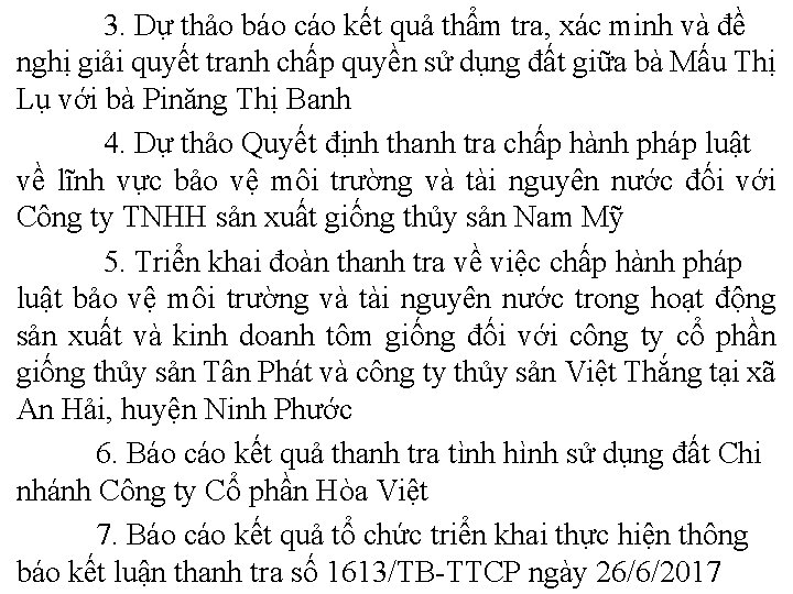 3. Dự thảo báo cáo kết quả thẩm tra, xác minh và đề nghị