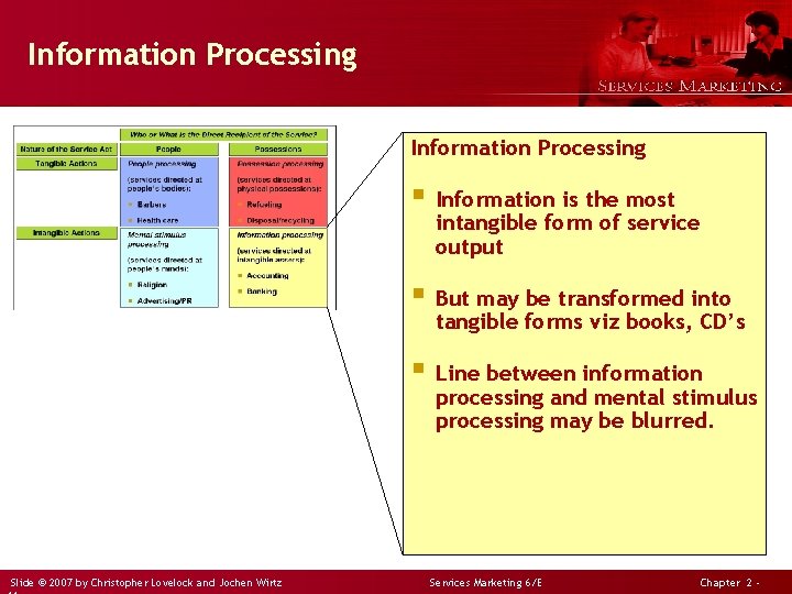 Information Processing § Information is the most intangible form of service output § But