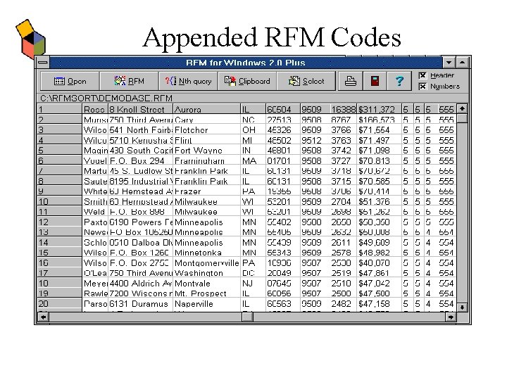 Appended RFM Codes 